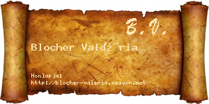 Blocher Valéria névjegykártya